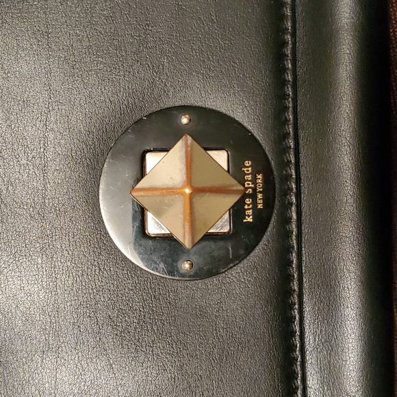 Kate Spade Medium Satchel Bag Black leather top handle flap shoulder - Picture 6 of 14